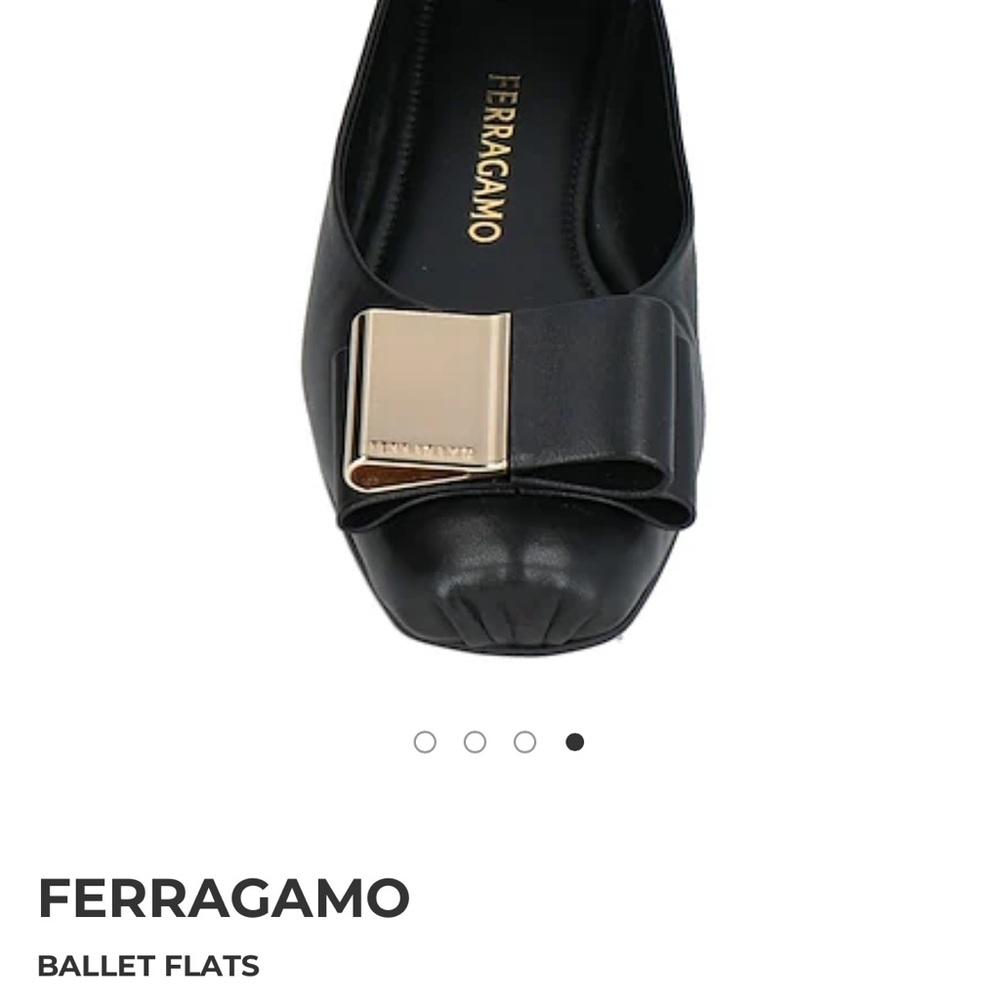 Salvatore Ferragamo Black Flats with Gold Detail
